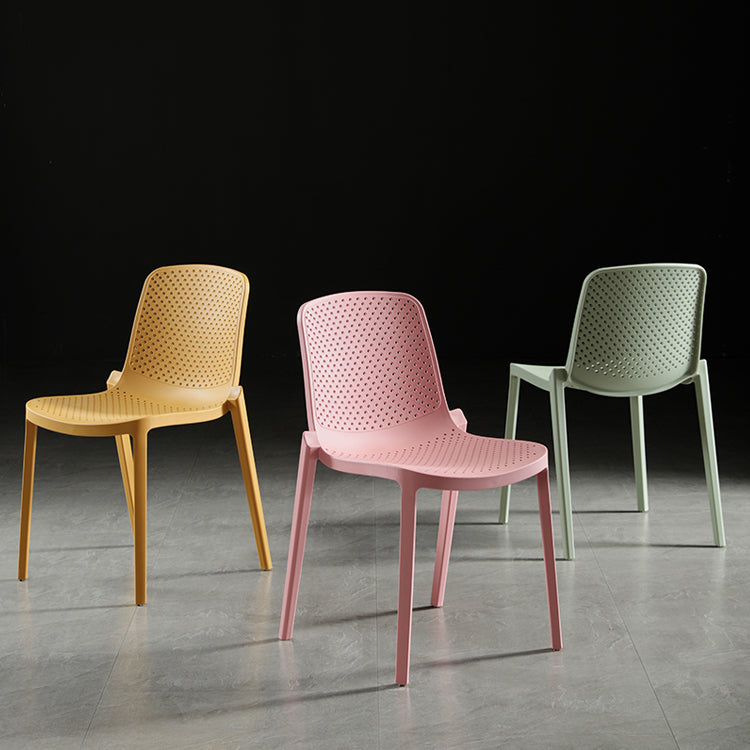 Home Contemporary Side Chair Solid Back Plastic Stackable Dining Room Chair