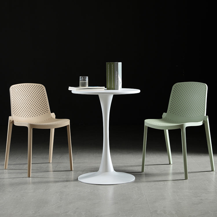 Home Contemporary Side Chair Solid Back Plastic Stackable Dining Room Chair