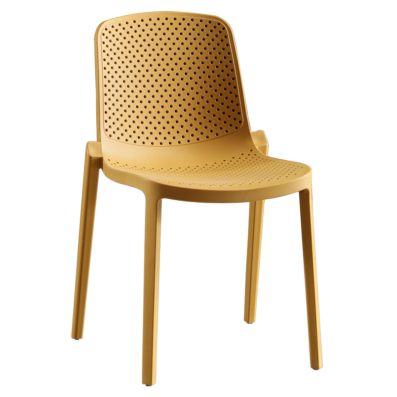 Home Contemporary Side Chair Solid Back Plastic Stackable Dining Room Chair