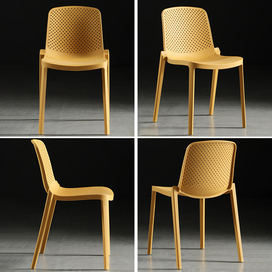 Home Contemporary Side Chair Solid Back Plastic Stackable Dining Room Chair