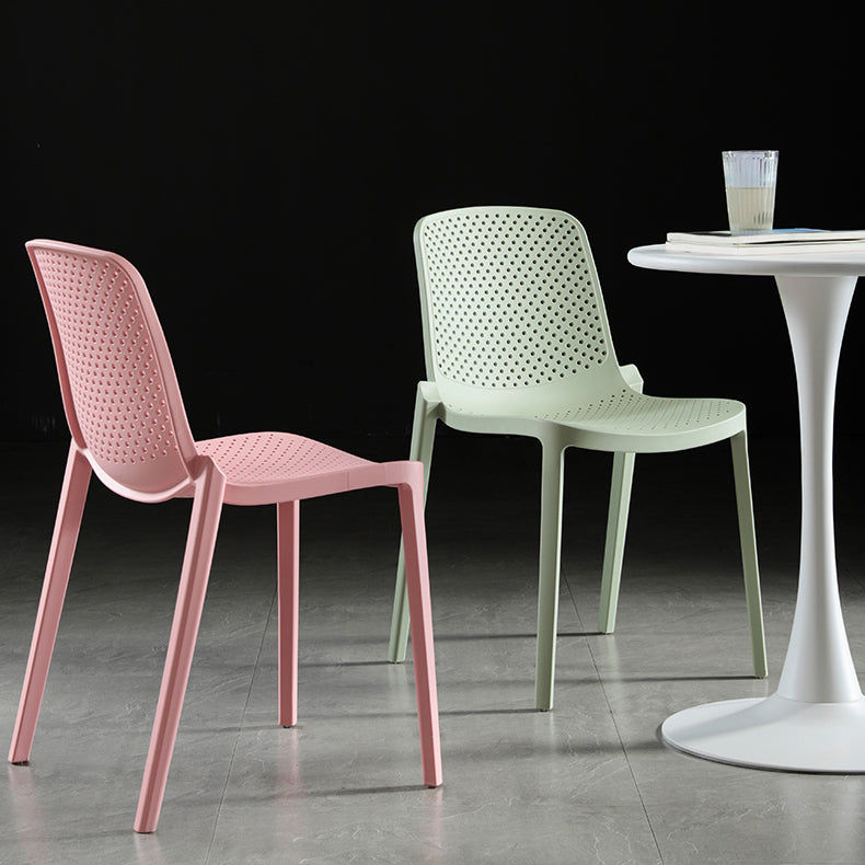 Home Contemporary Side Chair Solid Back Plastic Stackable Dining Room Chair