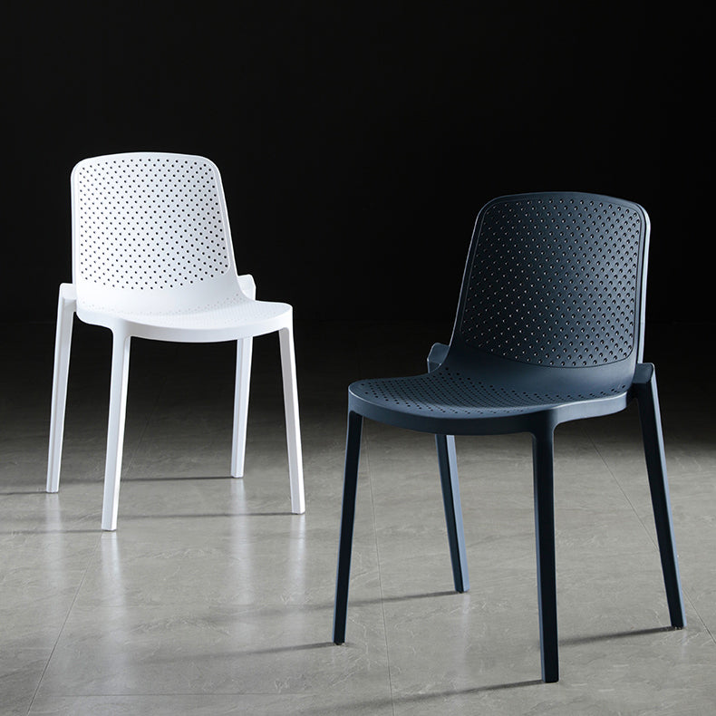 Home Contemporary Side Chair Solid Back Plastic Stackable Dining Room Chair