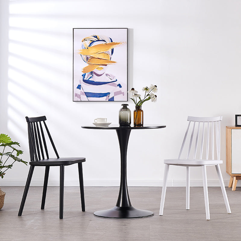Scandinavian Plastic Chair 30"H Slat Back Side Chair Bedroom Dining Chair