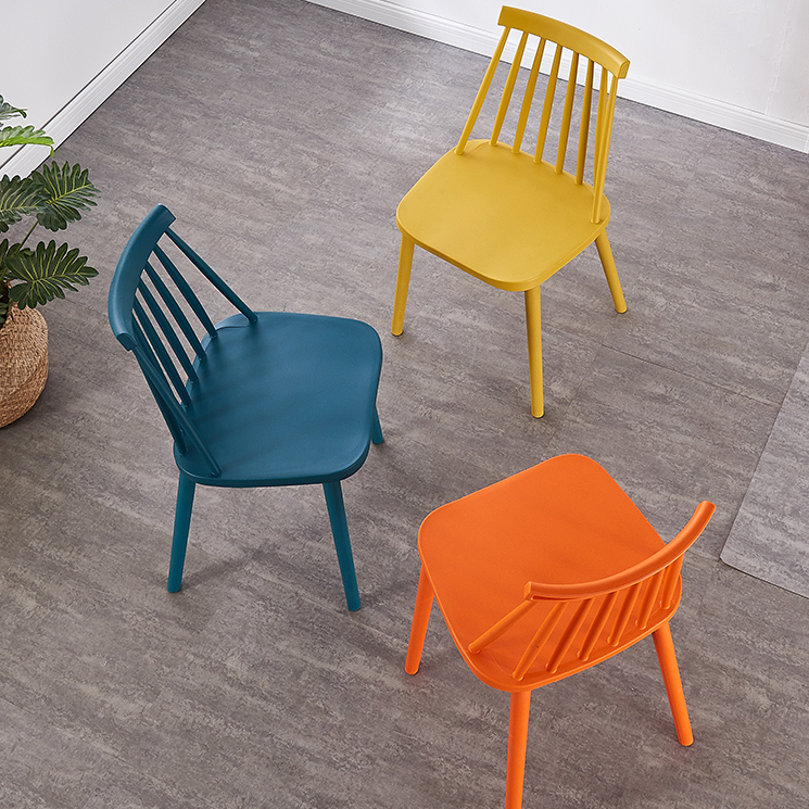 Scandinavian Plastic Chair 30"H Slat Back Side Chair Bedroom Dining Chair