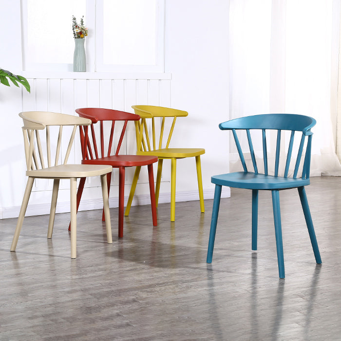 Contemporary Style Windsor Back Side Chair Plastic Dining Chair for Home
