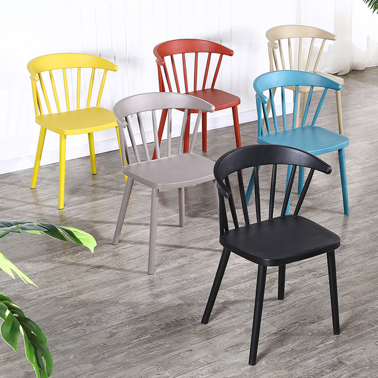 Contemporary Style Windsor Back Side Chair Plastic Dining Chair for Home