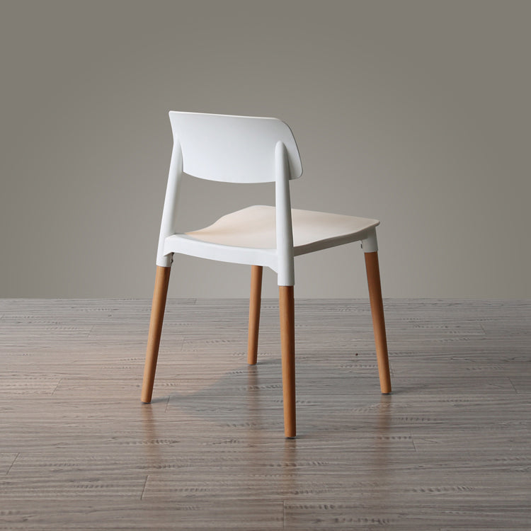 Chaise de salle à manger de style nordique, chaise latérale à dossier ouvert avec pieds en bois massif