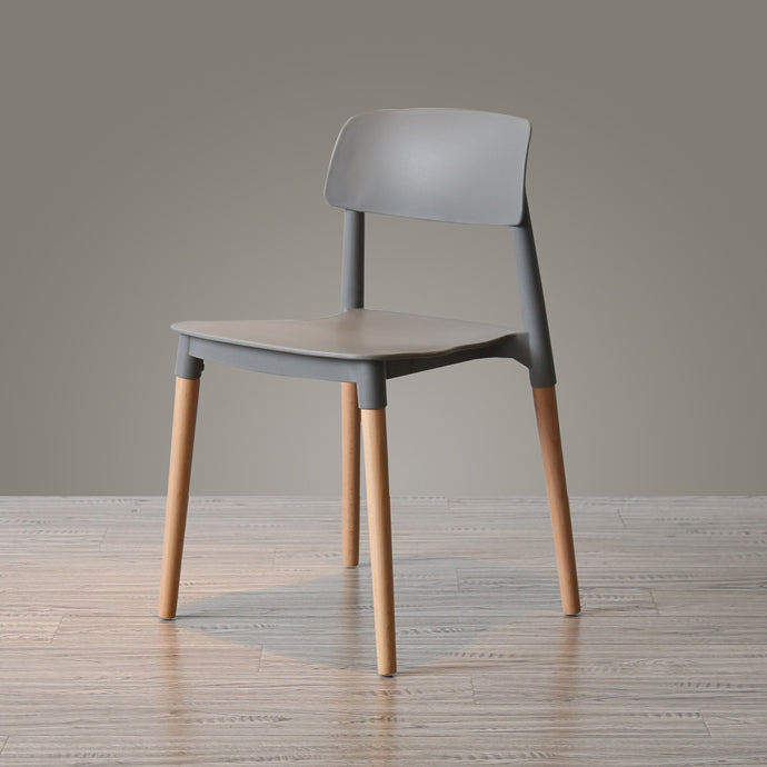 Chaise de salle à manger de style nordique, chaise latérale à dossier ouvert avec pieds en bois massif