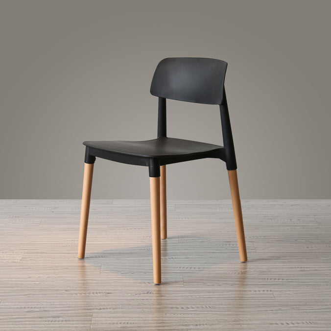 Chaise de salle à manger de style nordique, chaise latérale à dossier ouvert avec pieds en bois massif