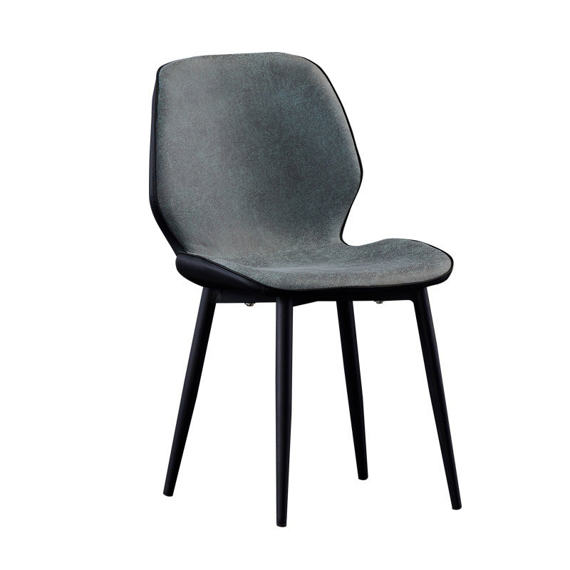 Chaises de salle à manger sans accoudoirs en cuir modernes, chaise latérale à oreilles avec pieds noirs