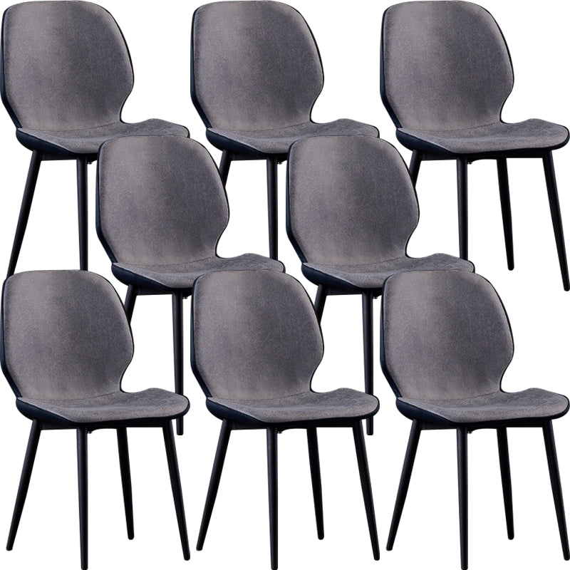 Chaises de salle à manger sans accoudoirs en cuir modernes, chaise latérale à oreilles avec pieds noirs