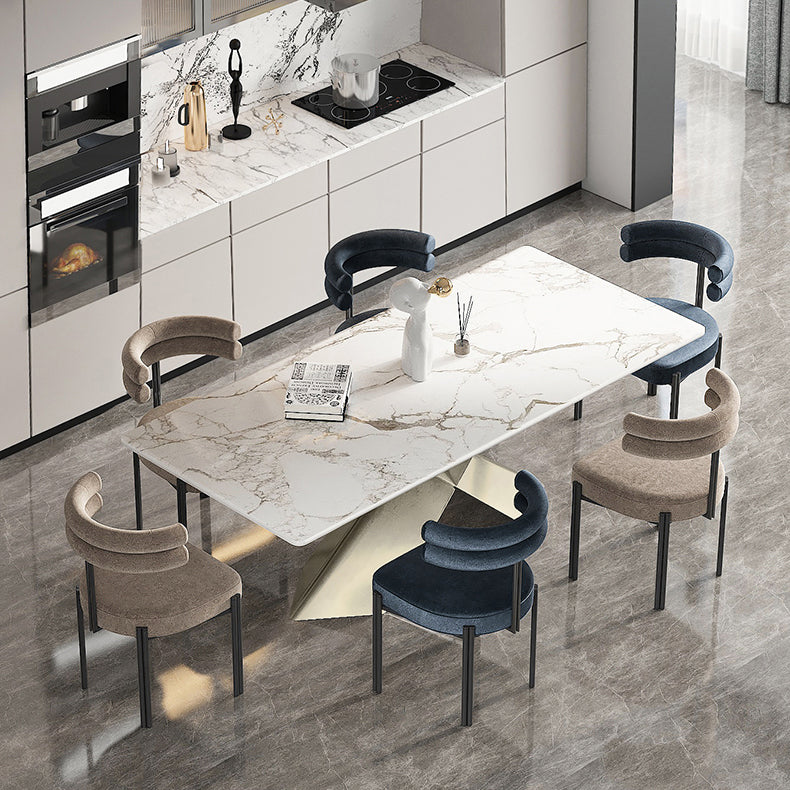 Chaise de salle à manger contemporaine sans accoudoirs en métal, chaise latérale de salle à manger à dossier ouvert pour un usage domestique