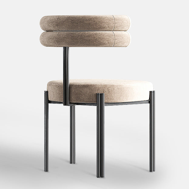 Chaise de salle à manger contemporaine sans accoudoirs en métal, chaise latérale de salle à manger à dossier ouvert pour un usage domestique