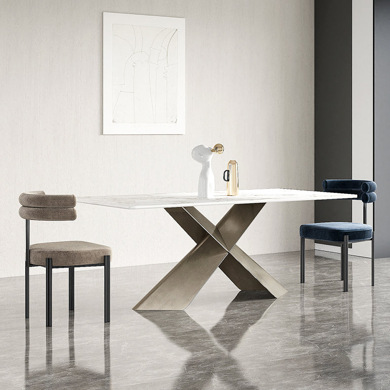 Chaise de salle à manger contemporaine sans accoudoirs en métal, chaise latérale de salle à manger à dossier ouvert pour un usage domestique