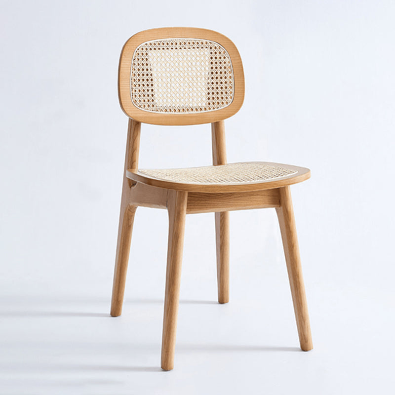Chaise de salle à manger traditionnelle en bois massif, finition mate, chaise latérale de salle à manger à dossier ouvert