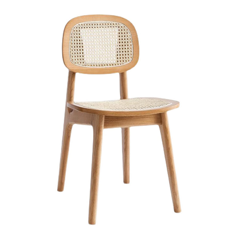 Chaise de salle à manger traditionnelle en bois massif, finition mate, chaise latérale de salle à manger à dossier ouvert
