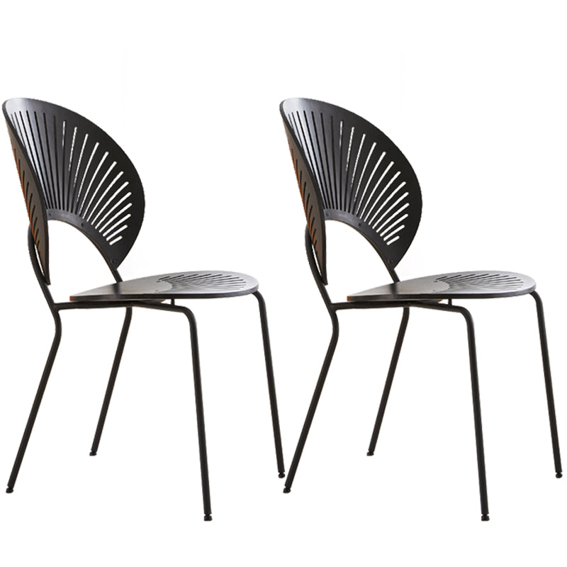 Chaise d'appoint de salle à manger en bois scandinave, chaises à dossier ouvert en forme de coquille avec pieds en métal