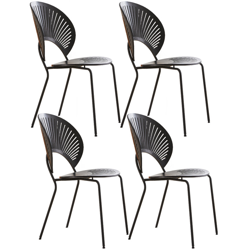 Chaise d'appoint de salle à manger en bois scandinave, chaises à dossier ouvert en forme de coquille avec pieds en métal