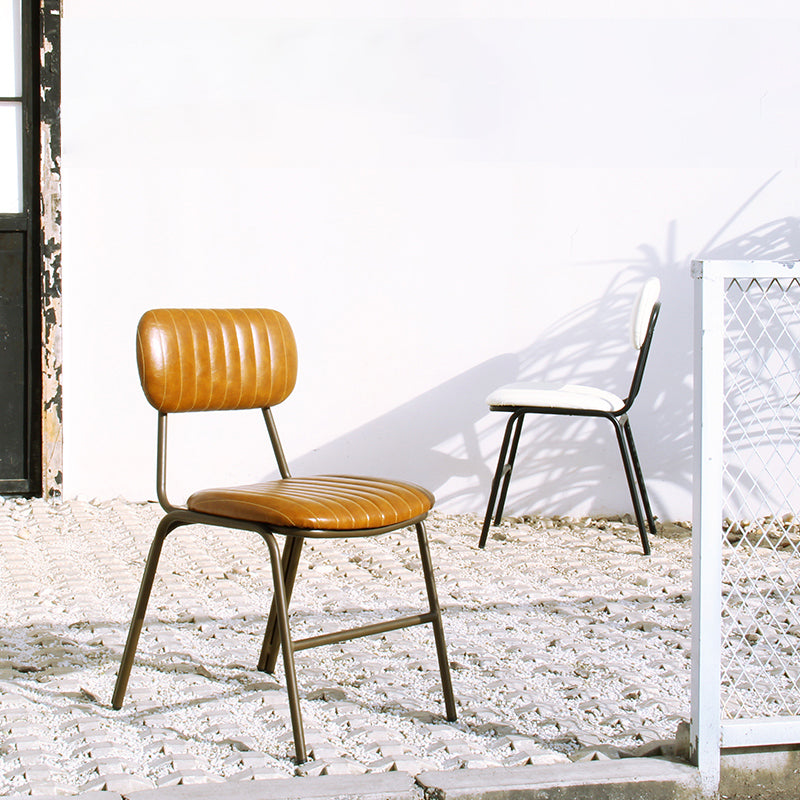 Chaises de salle à manger sans bras rembourrées, chaise latérale à dossier ouvert industriel avec pieds en métal