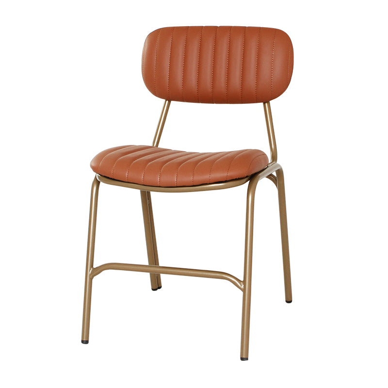 Chaises de salle à manger sans bras rembourrées, chaise latérale à dossier ouvert industriel avec pieds en métal