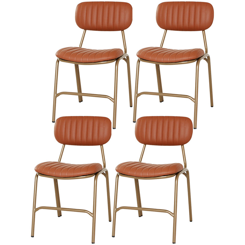 Chaises de salle à manger sans bras rembourrées, chaise latérale à dossier ouvert industriel avec pieds en métal