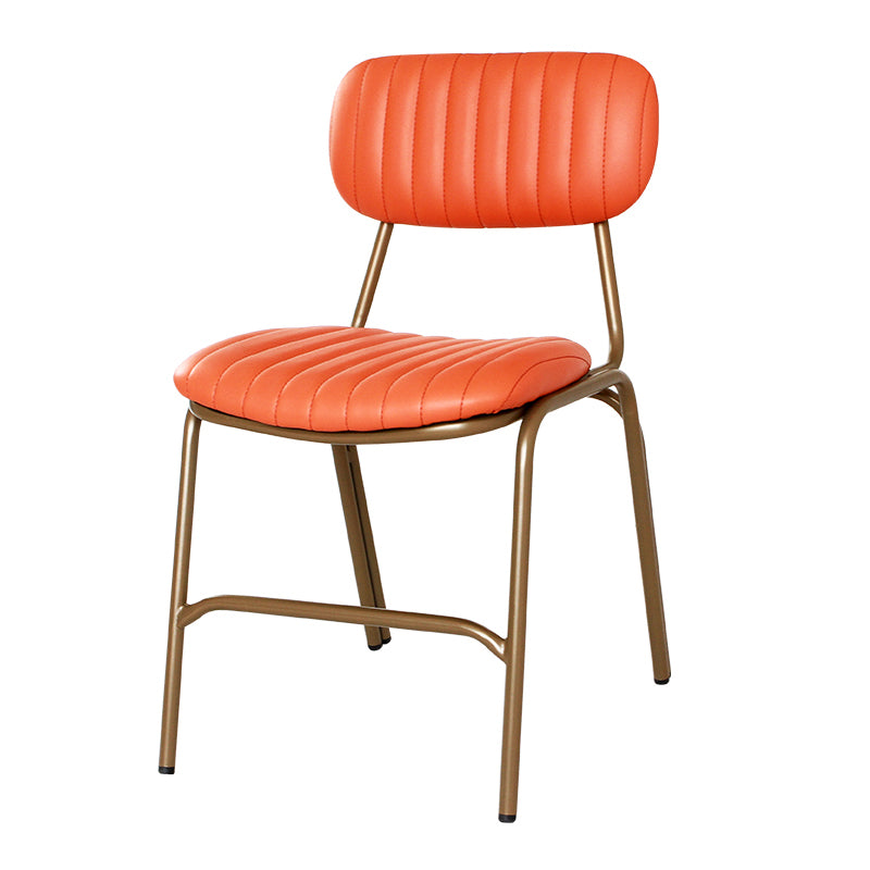 Chaises de salle à manger sans bras rembourrées, chaise latérale à dossier ouvert industriel avec pieds en métal