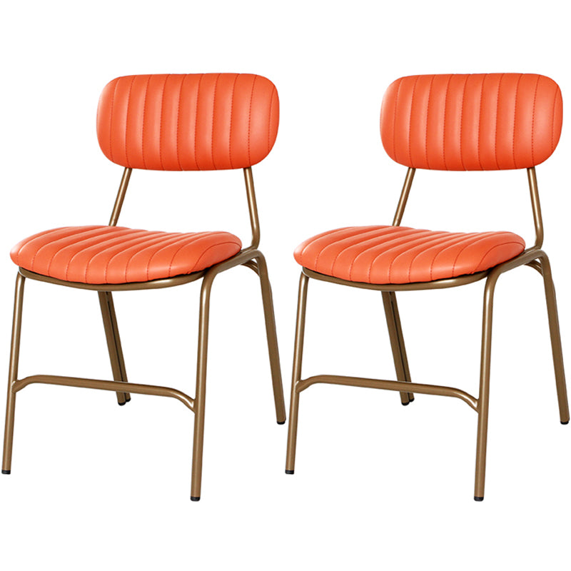 Chaises de salle à manger sans bras rembourrées, chaise latérale à dossier ouvert industriel avec pieds en métal