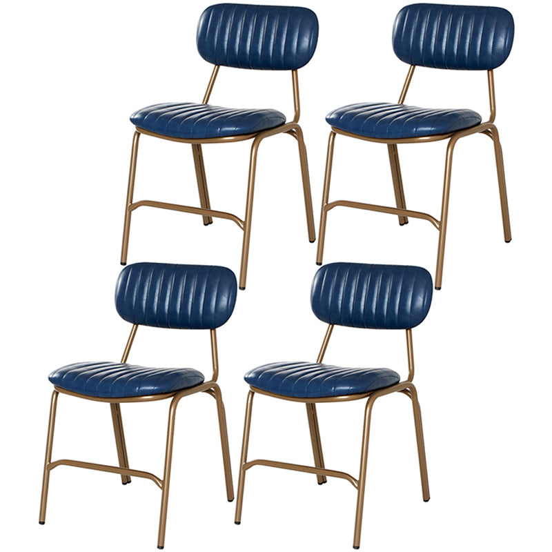 Chaises de salle à manger sans bras rembourrées, chaise latérale à dossier ouvert industriel avec pieds en métal