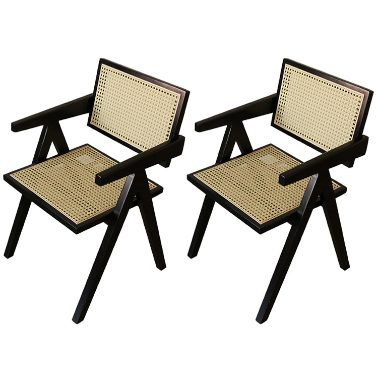 Modern Style Kitchen Dining Room Wood Chair Set Open Back Arm Chairs Set