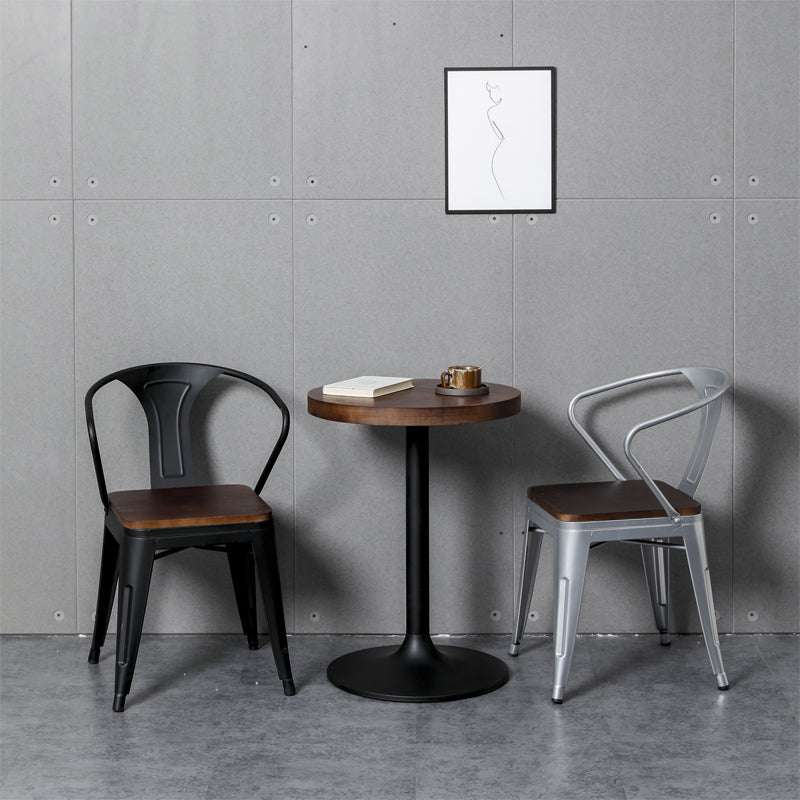Chaise de salle à manger industrielle en métal, fauteuil empilable à dossier à lattes pour restaurant
