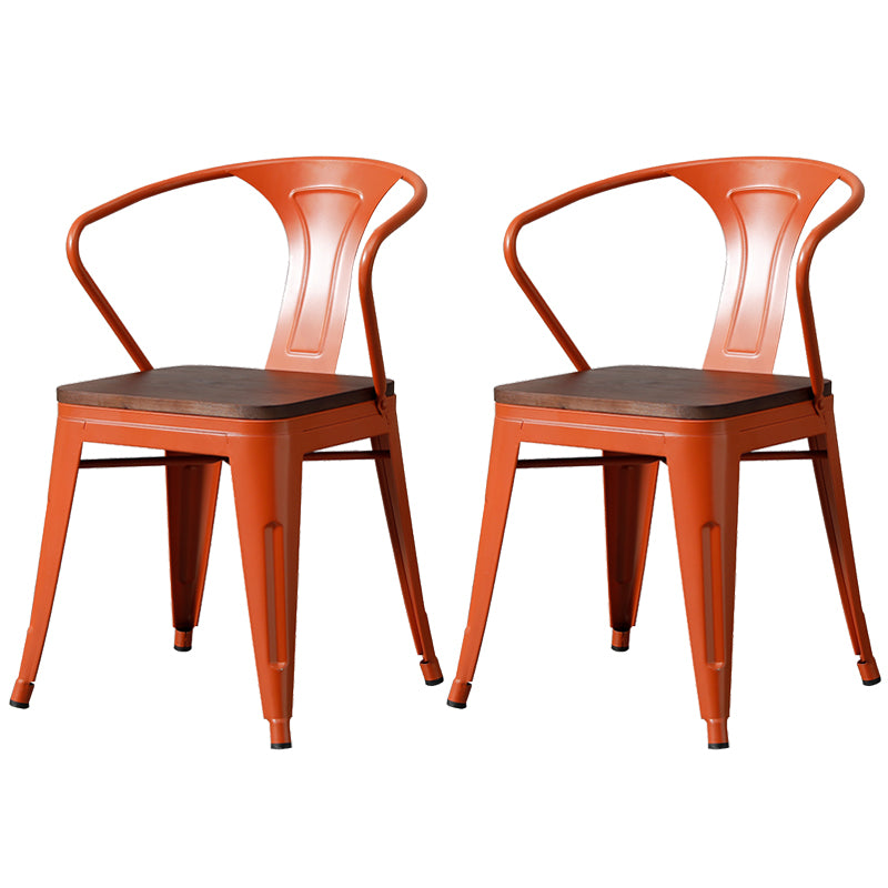 Chaise de salle à manger industrielle en métal, fauteuil empilable à dossier à lattes pour restaurant