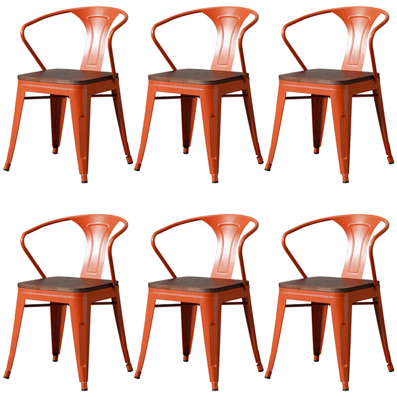 Chaise de salle à manger industrielle en métal, fauteuil empilable à dossier à lattes pour restaurant