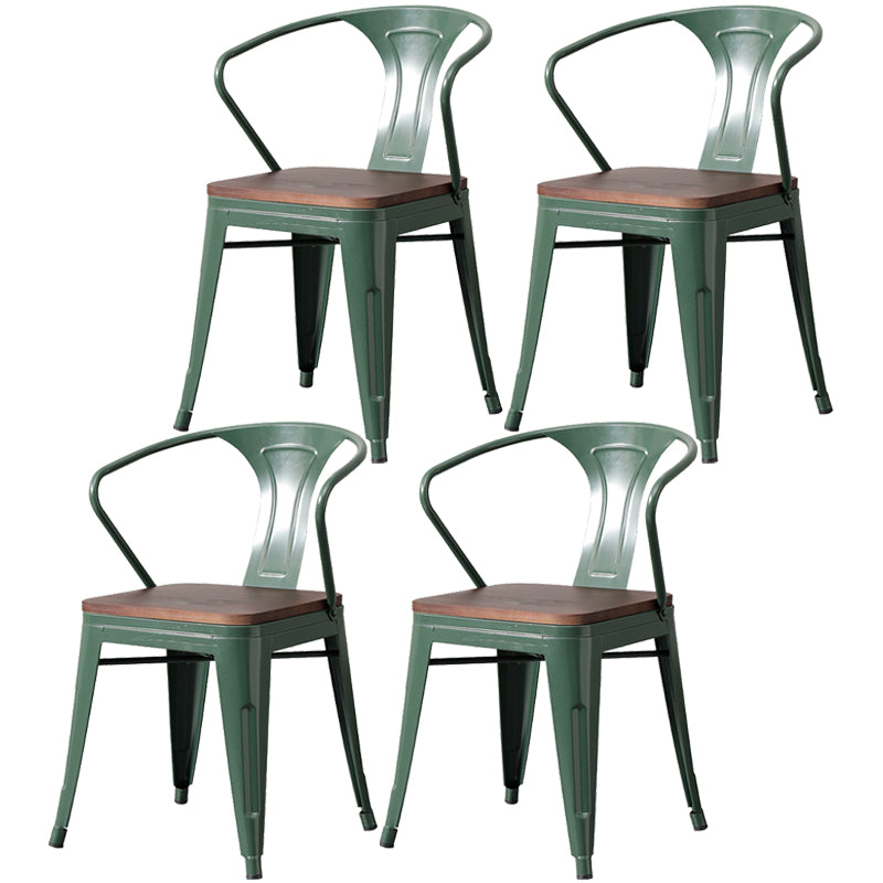Chaise de salle à manger industrielle en métal, fauteuil empilable à dossier à lattes pour restaurant