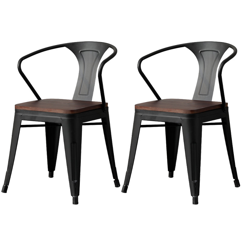 Chaise de salle à manger industrielle en métal, fauteuil empilable à dossier à lattes pour restaurant