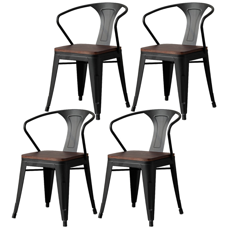 Chaise de salle à manger industrielle en métal, fauteuil empilable à dossier à lattes pour restaurant