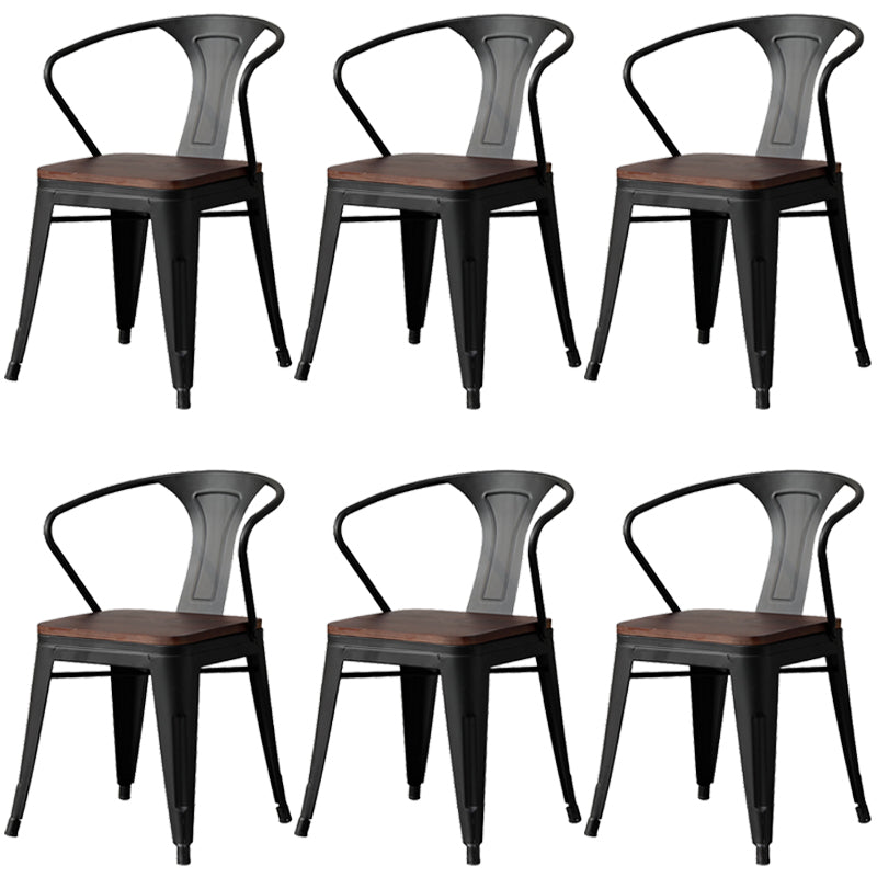 Chaise de salle à manger industrielle en métal, fauteuil empilable à dossier à lattes pour restaurant