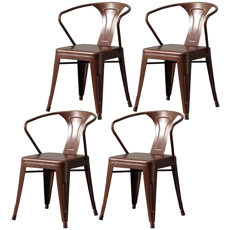 Chaise de salle à manger industrielle en métal, fauteuil empilable à dossier à lattes pour restaurant