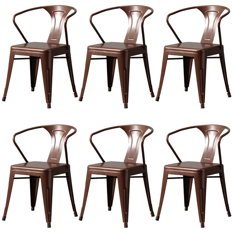 Chaise de salle à manger industrielle en métal, fauteuil empilable à dossier à lattes pour restaurant