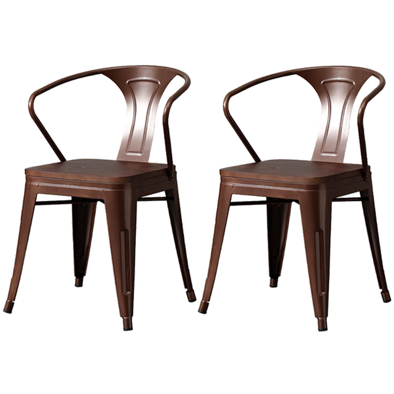 Chaise de salle à manger industrielle en métal, fauteuil empilable à dossier à lattes pour restaurant