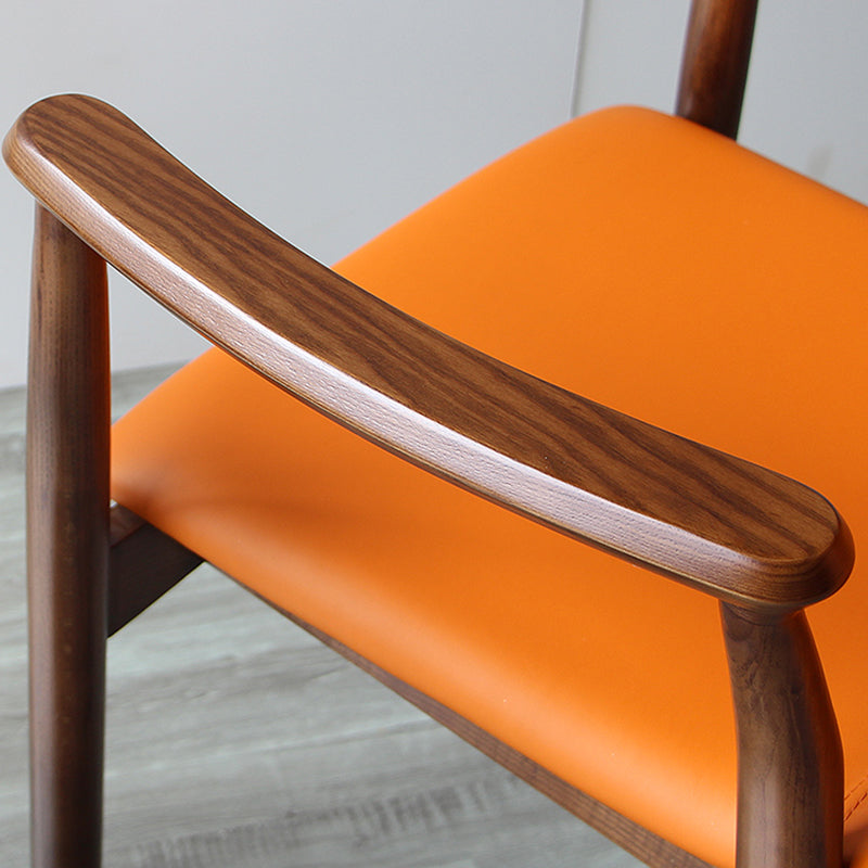 Contemporary Solid Back Kitchen Dining Arm Chair Solid Wood Dining Arm Chair
