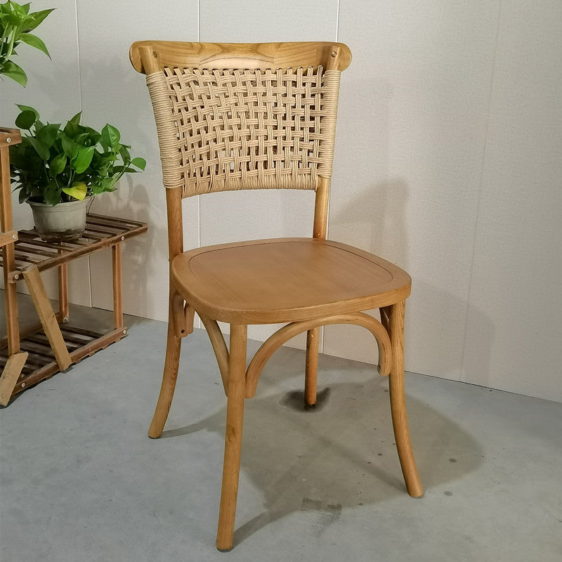 Solid Wood Country Style Dining Room Chair Matte Finish Cane Back Dining Chairs
