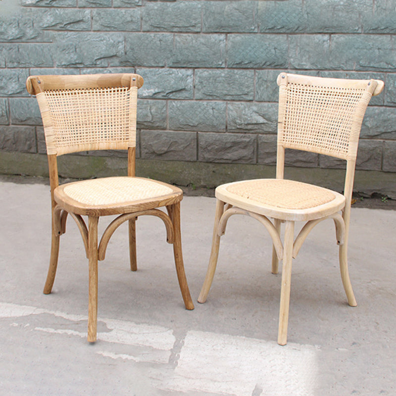 Solid Wood Country Style Dining Room Chair Matte Finish Cane Back Dining Chairs