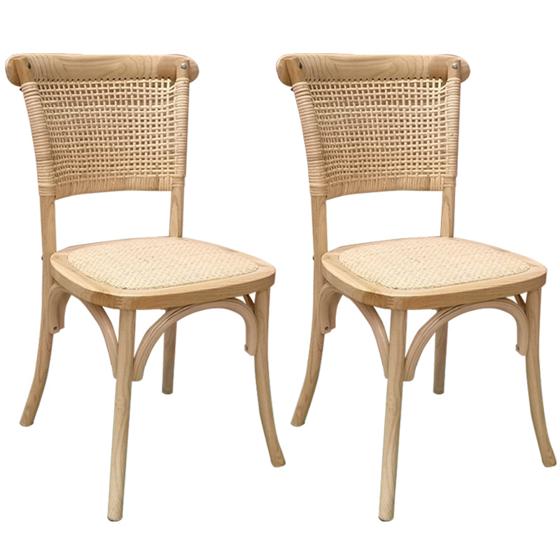 Solid Wood Country Style Dining Room Chair Matte Finish Cane Back Dining Chairs