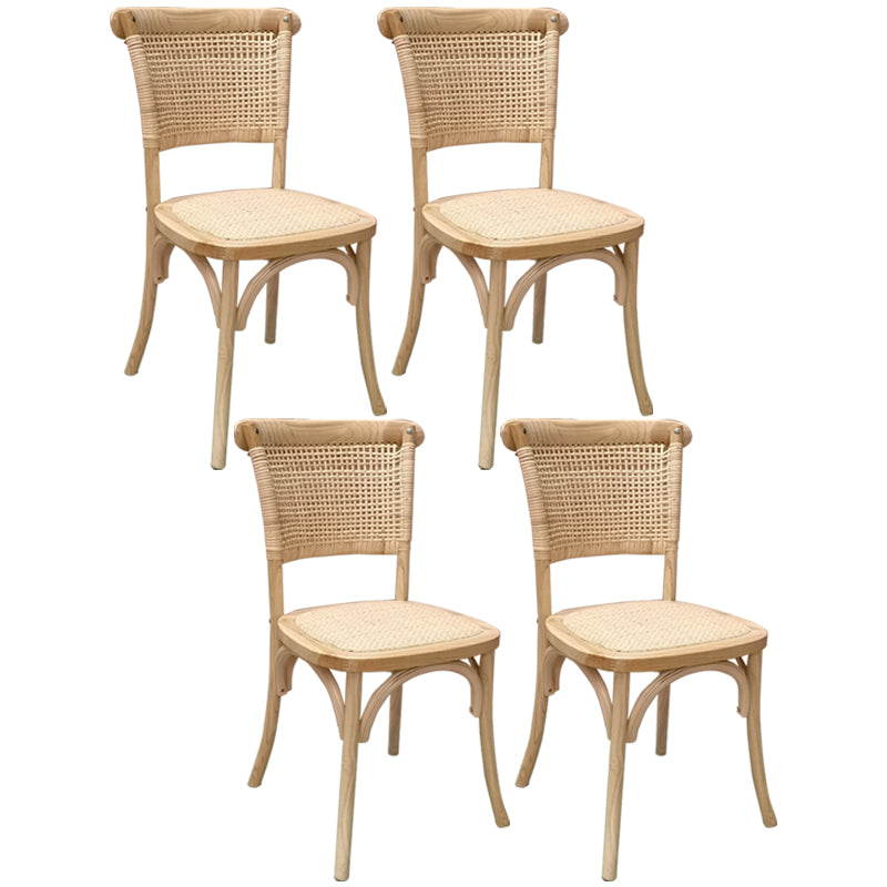 Solid Wood Country Style Dining Room Chair Matte Finish Cane Back Dining Chairs