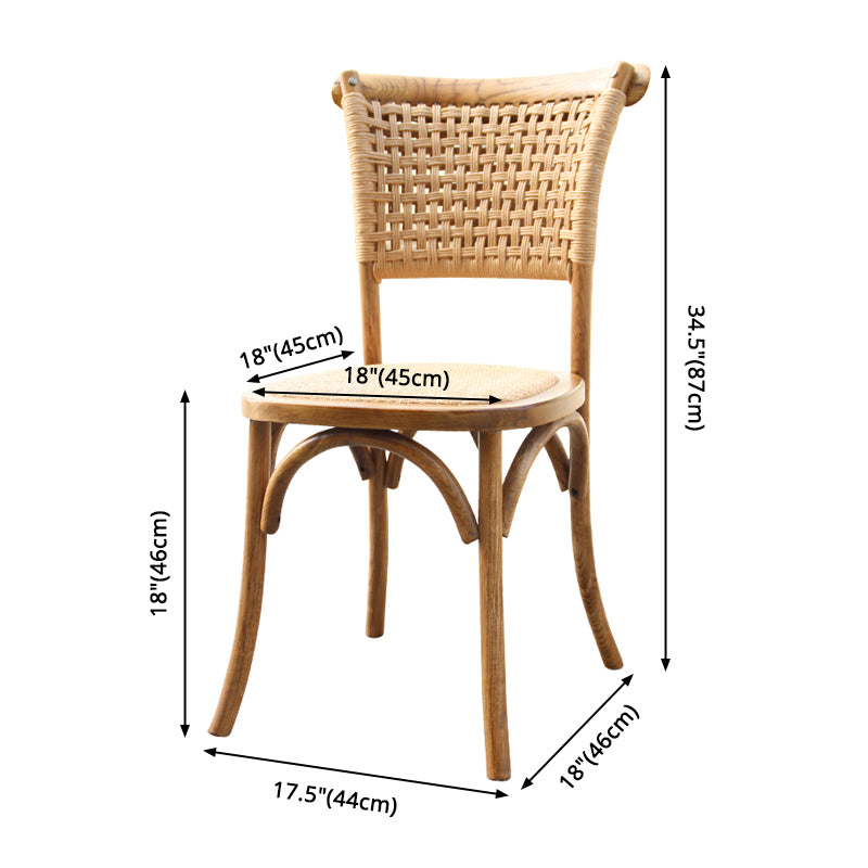 Solid Wood Country Style Dining Room Chair Matte Finish Cane Back Dining Chairs