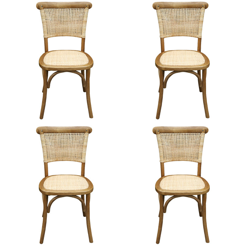Solid Wood Country Style Dining Room Chair Matte Finish Cane Back Dining Chairs