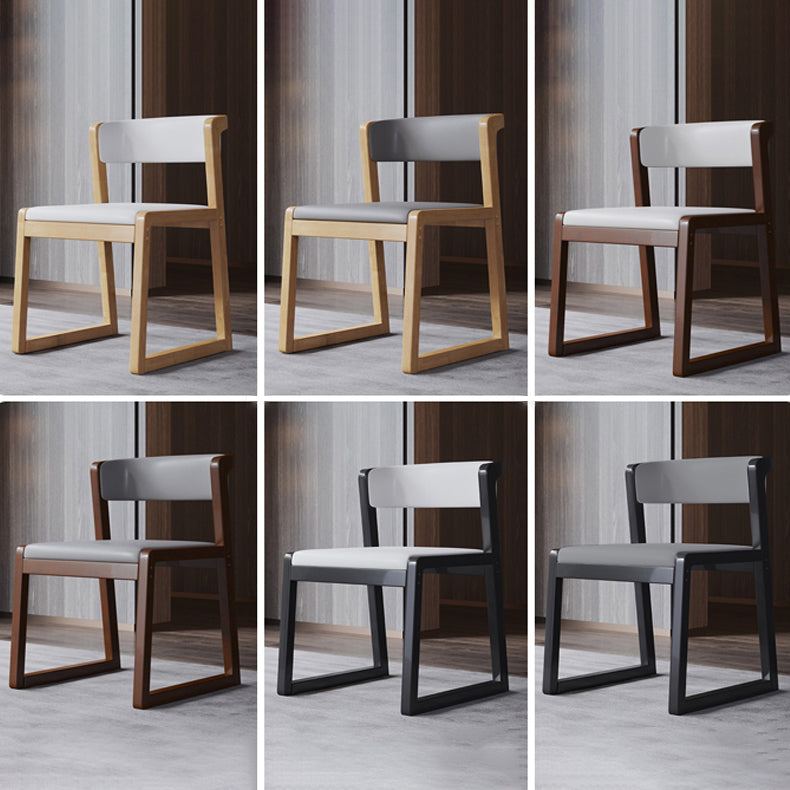Wood Modern Dining Side Chair with Color Cushion Open Back Dining Side Chair for Kitchen