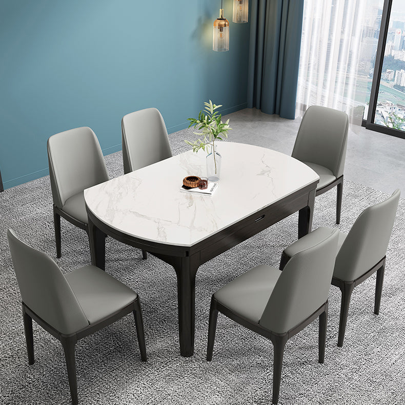 Chaises de salle à manger sans bras en cuir modernes, chaise latérale à dossier solide avec pieds en bois
