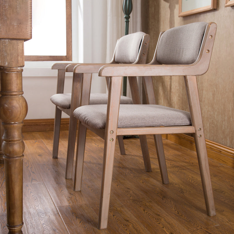 Contemporary Dining Chair 18'' Wide Open Arm Chair with 4 Wood Legs for Home Use