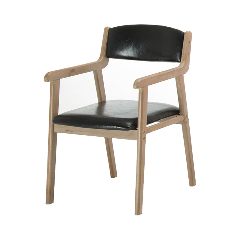 Contemporary Dining Chair 18'' Wide Open Arm Chair with 4 Wood Legs for Home Use